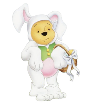 Easter Pooh Dressed in a White Bunny Costume