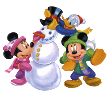 winter snowman mickey donald minnie