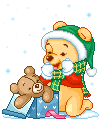 Baby Pooh Bear at Christmas 