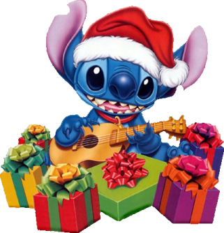 Stitch with a bunch of Christmas presents