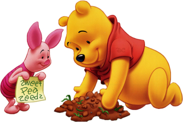 pooh piglet planting pea seeds in the garden jpg