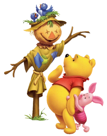 pooh and piglet and a autmn scarecrow