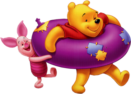 pooh and piglet enjoying a summer swim in a tube jpg